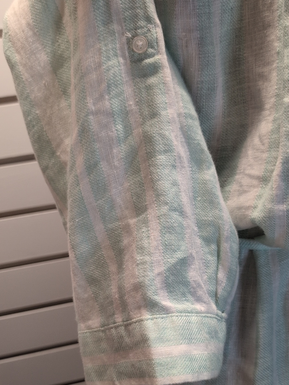Malvin | Hamburg Germany 100% Linen Green/White Stripe Shirt Dress Size 10 NWT - Picture 7 of 9